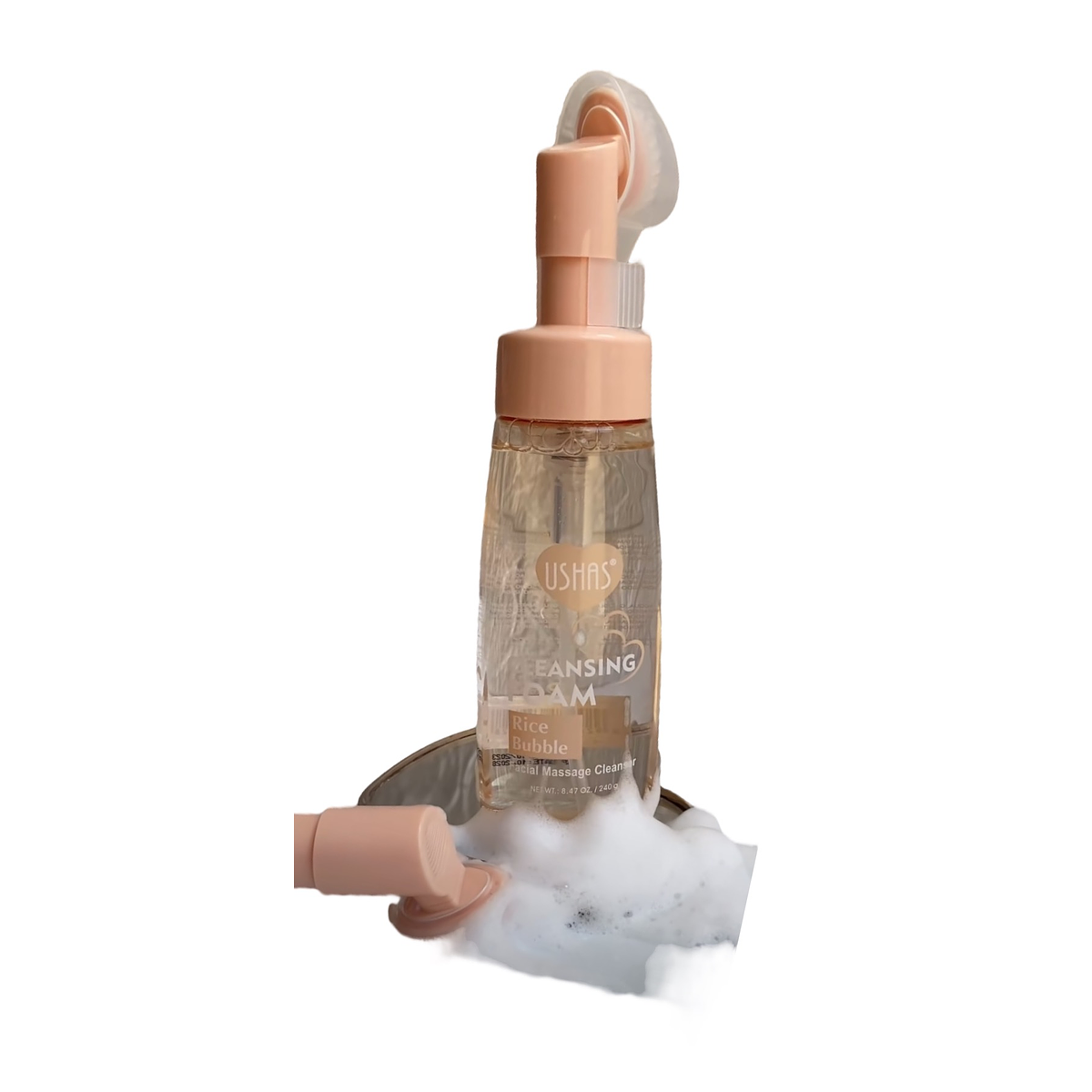 Spuma Demachianta Ushas Rice Bubble 240g cu Masaj Facial Integrat USH-HA330
