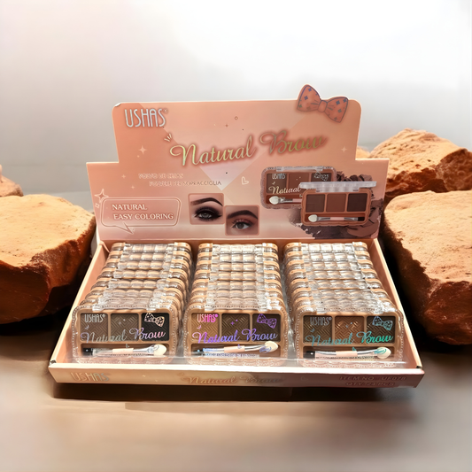 Fard Sprancene Ushas Natural Brow 3 Culori cu Pensula Dubla Profesional