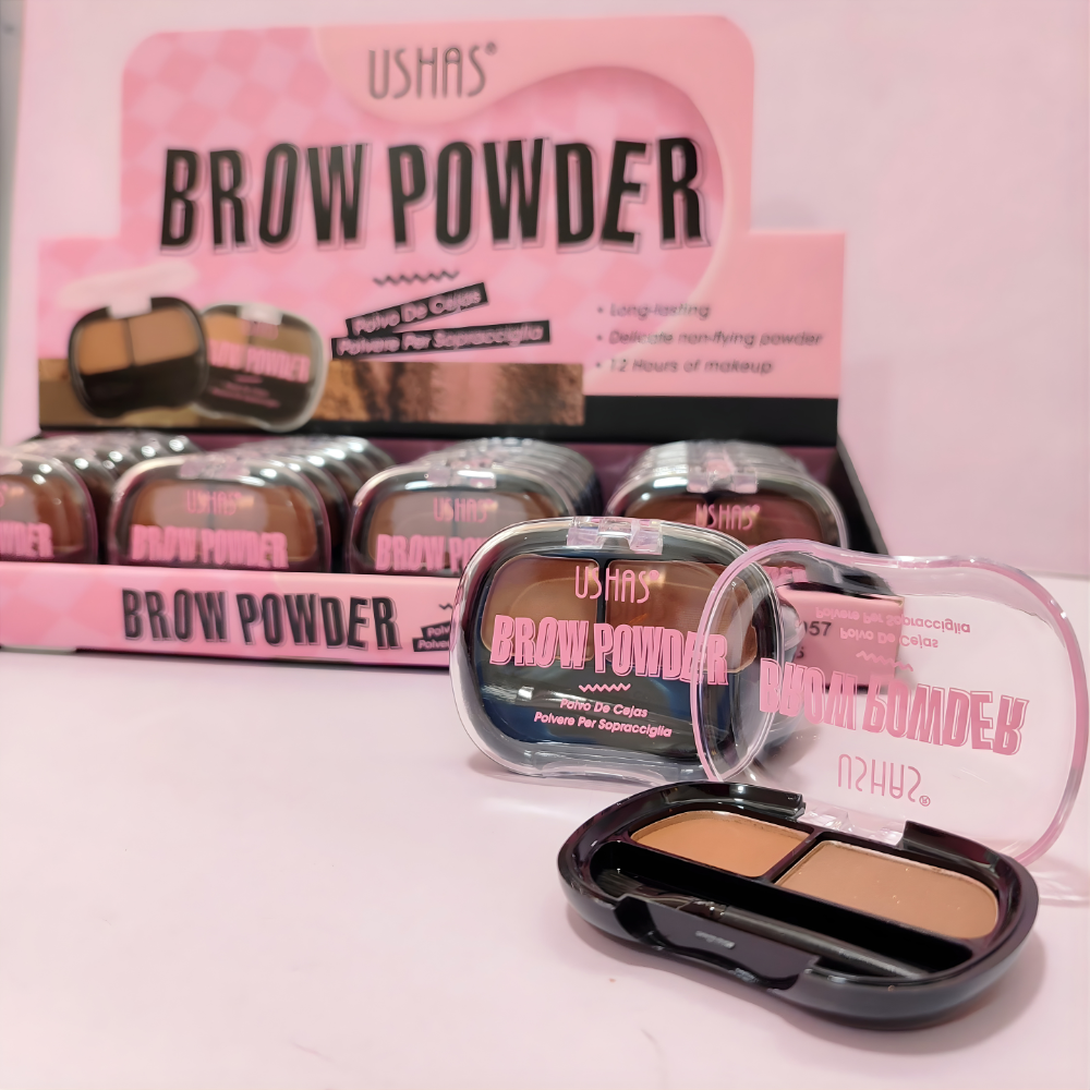 Fard Sprancene Ushas Brow Powder 057 2 Culori Rezistent 12h Look Natural