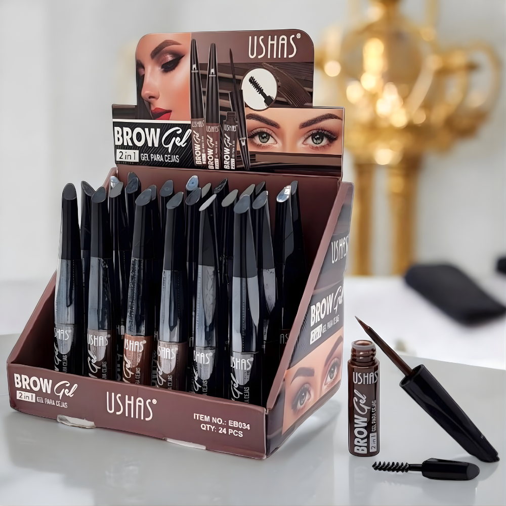 Gel Sprancene 2 in 1 Ushas EB034 cu Periuta – 4 nuante, Rezistent si Natural