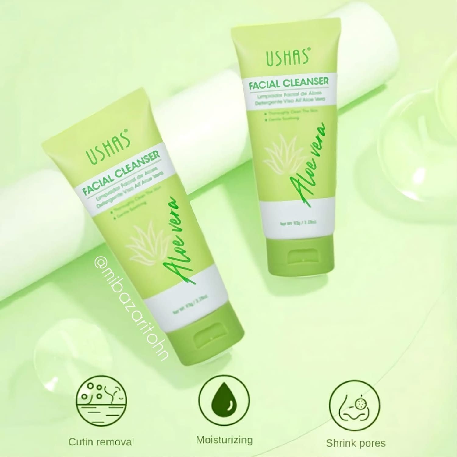 Ushas Facial Cleanser cu Aloe Vera – Gel Curatare Calmanta Ten