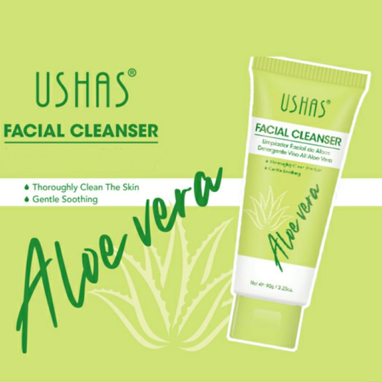 Ushas Facial Cleanser cu Aloe Vera – Gel Curatare Calmanta Ten