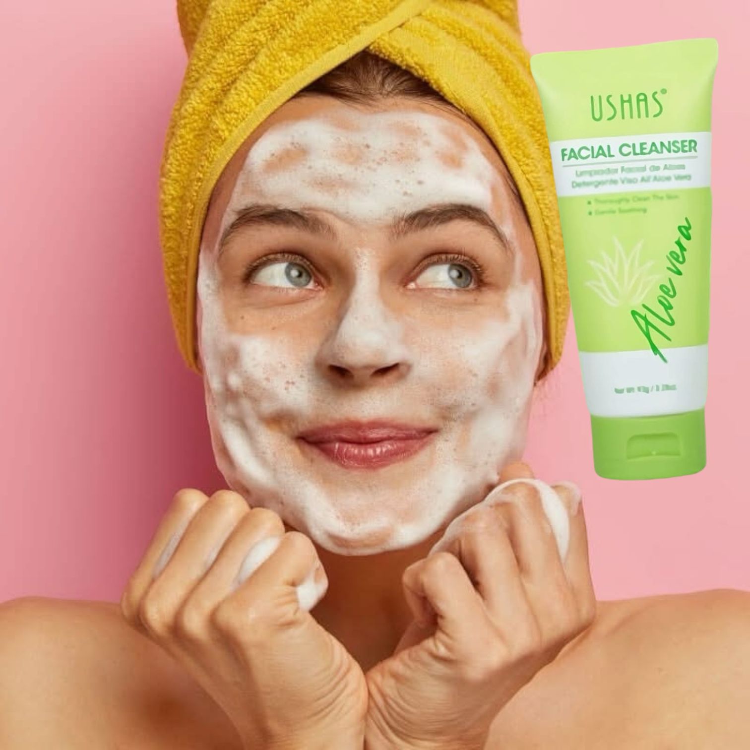 Ushas Facial Cleanser cu Aloe Vera – Gel Curatare Calmanta Ten