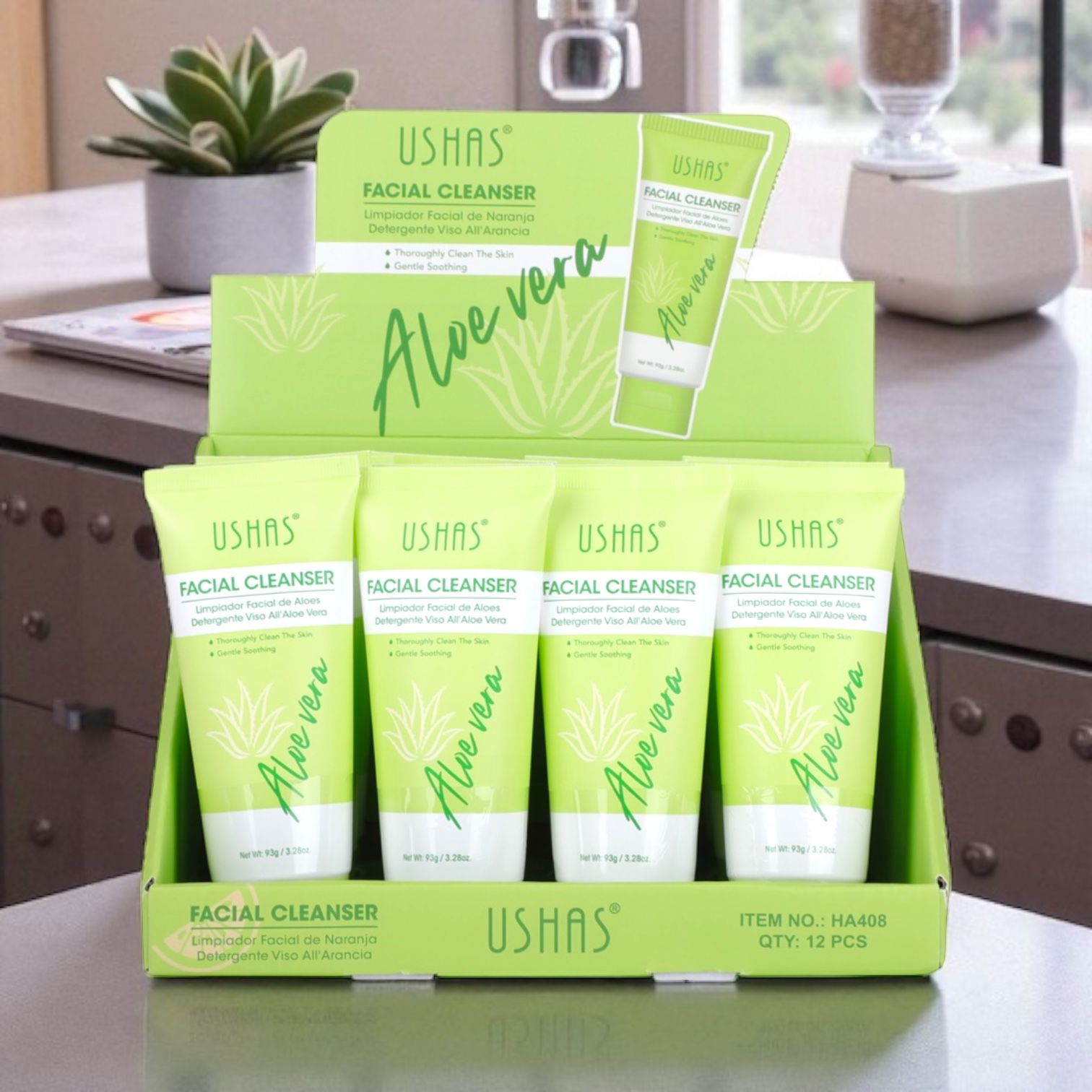 Ushas Facial Cleanser cu Aloe Vera – Gel Curatare Calmanta Ten