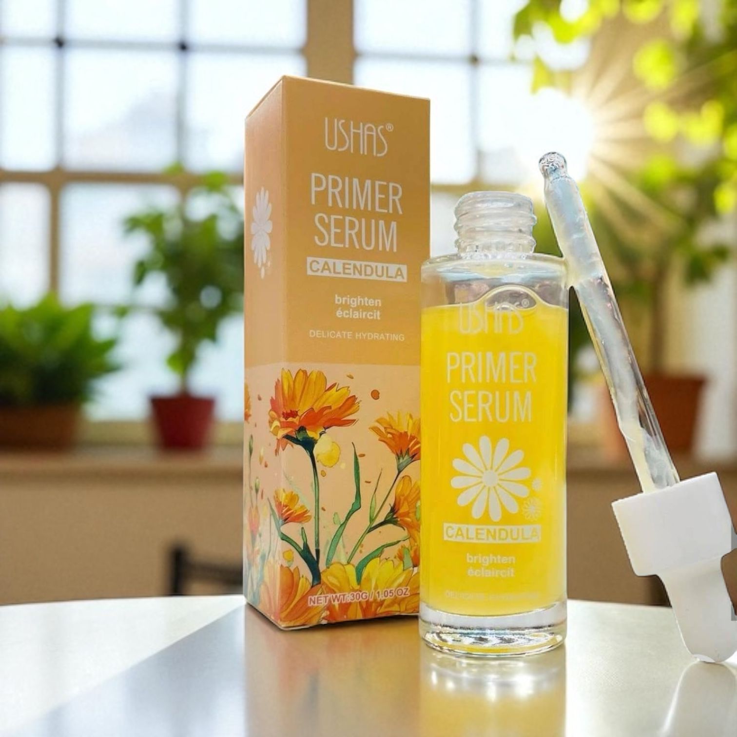 Ushas Primer Serum Galbenele – Hidratare Delicata Luminozitate Ten