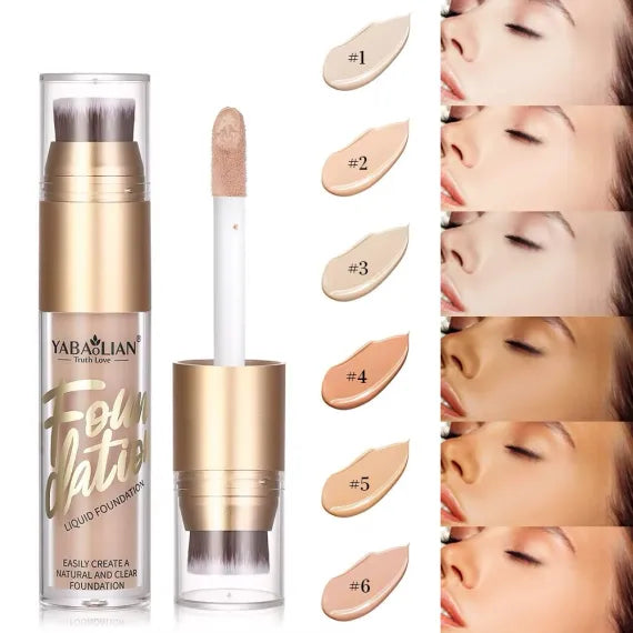 Yabaolian Liquid Foundation Fond de Ten Lichid cu Pensula Integrata Acoperire Uniforma