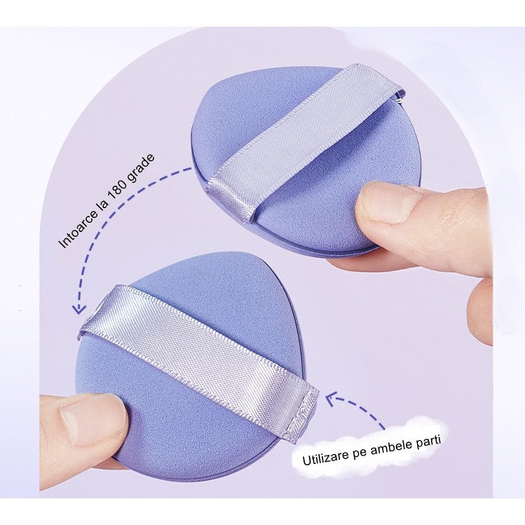 Burete de Machiaj Triunghi Belvia, Reutilizabili, Utilizare Umeda sau Uscata, 5.5 x 5.5 x 0.9 cm, Powder Puff, Mov