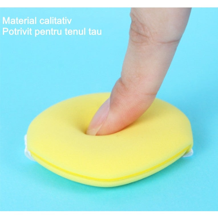 Burete de Machiaj Triunghi Belvia, Reutilizabili, Utilizare Umeda sau Uscata, 5.5 x 5.5 x 0.9 cm, Powder Puff, Galben