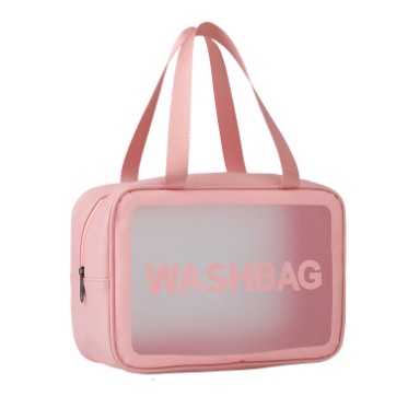 Geanta Cosmetice de Voiaj, Belvia, Impermeabila, Translucida Mata, 26 x 15 x 10 cm, Roz