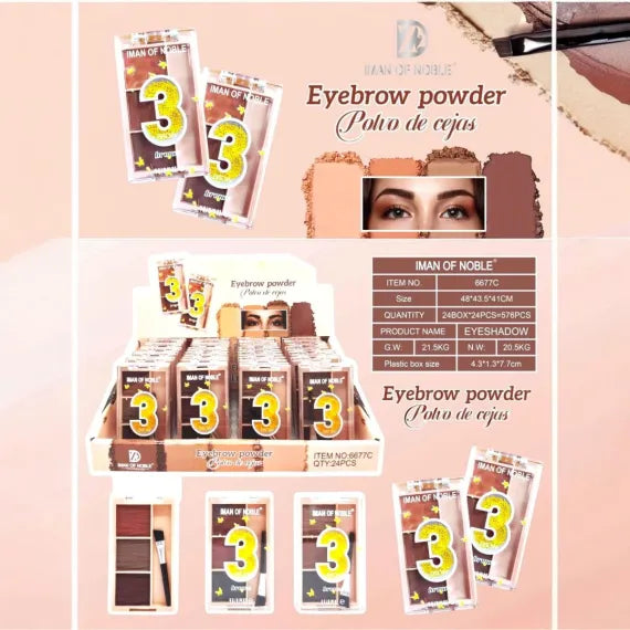 Fard pentru Sprancene 3 Culori Contur Definire Rezistent