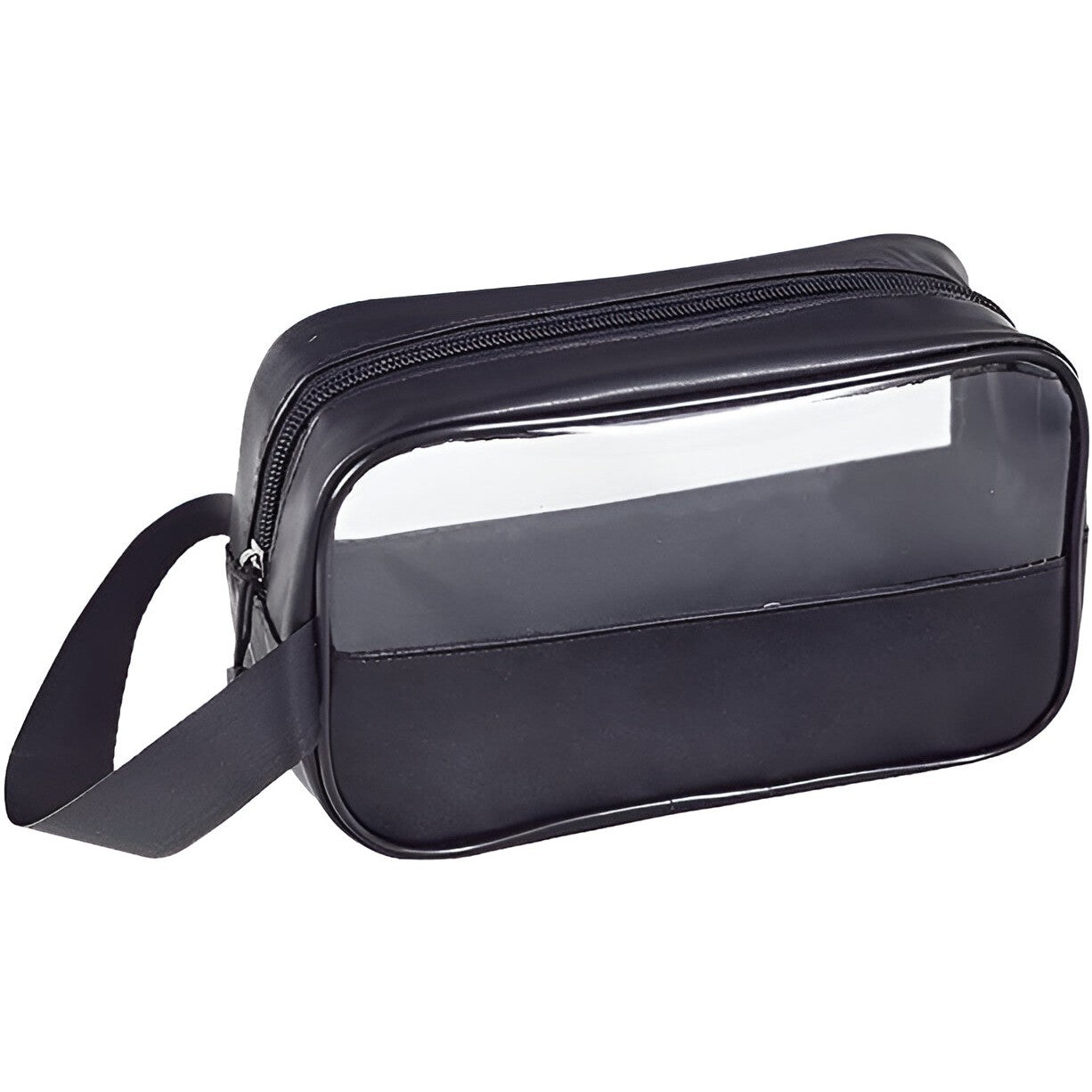 Geanta Cosmetice, Belvia, pentru Voiaj sau Organizare, Material PVC- Textil, Impermeabila, Portabila,22 x 12 x 8 cm, Negru