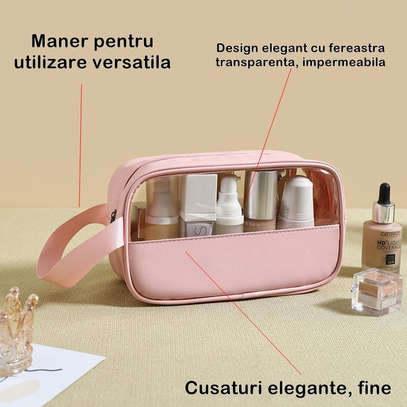 Geanta cosmetice Belvia, pentru voiaj sau organizare, 22 x 12 x 8 cm, roz