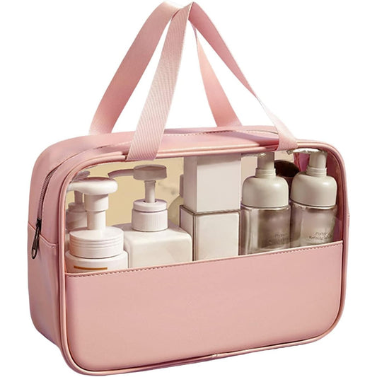 Geanta pentru cosmetice, Belvia, Geanta pentru Voiaj sau Organizarea produselor Cosmetice, Geanta pentru Machiaj, din PVC si PU, 26 x 15 x 10 cm, Roz