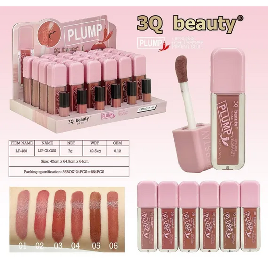 Lip Gloss 3Q Beauty Plump LP-480 cu efect volum instant și hidratare