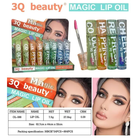 Lip Oil 3Q Beauty OL-088 ulei de buze hidratant si hranitor cu textura lejera