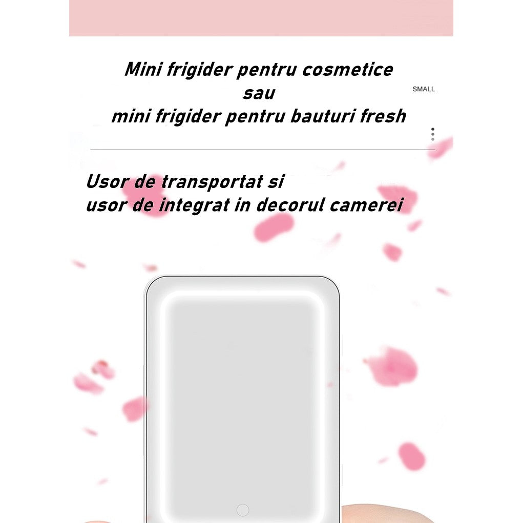 Mini frigider cosmetice, Belvia, dubla functie de incalzire/racire, portabil, 8L, alb
