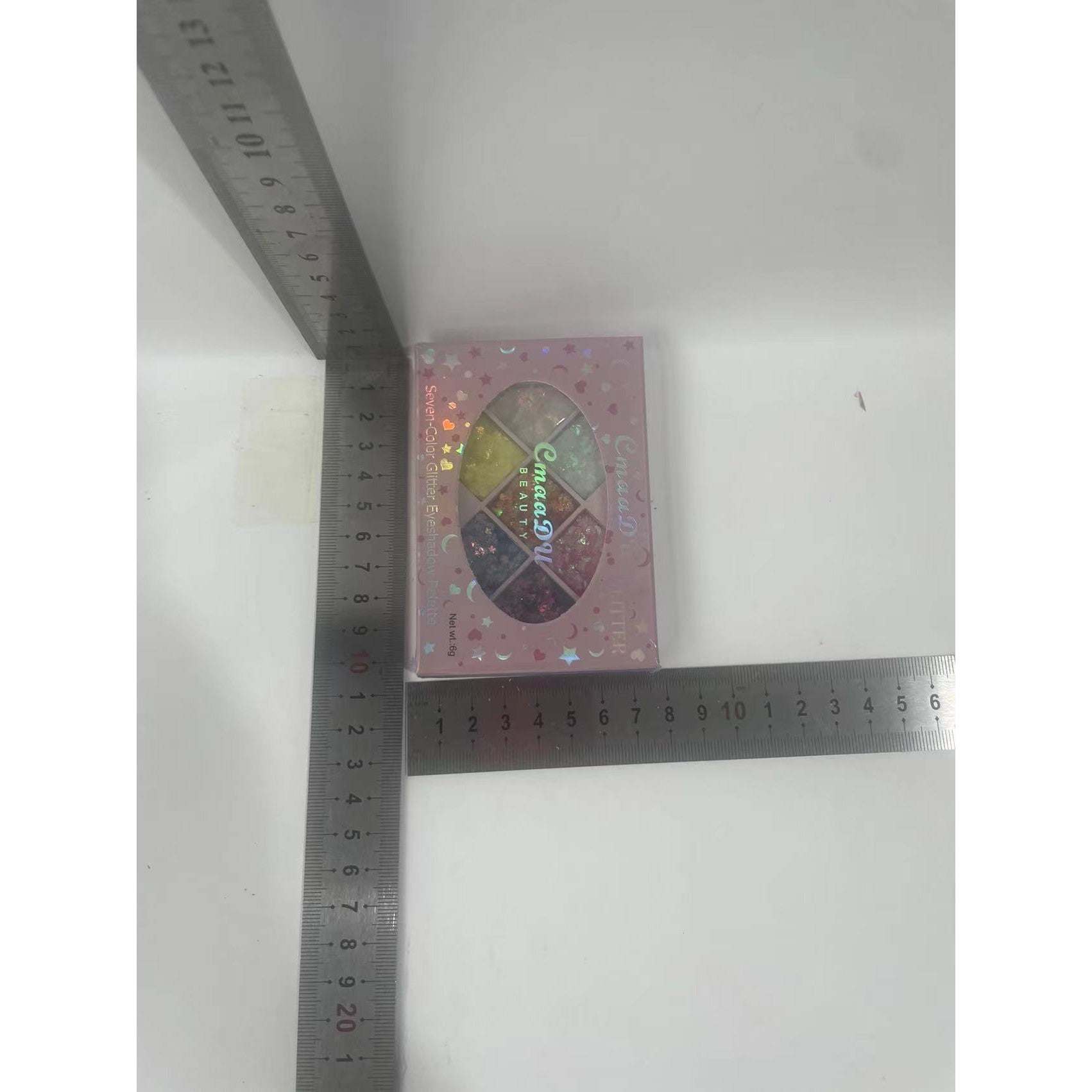 Paleta cu Glitter, Belvia, Varianta 1, 7 Nuante, Pentru Corp si Par, 50 g, Rezistent la Apa, 9.8 x 6.8 cm, Multicolor