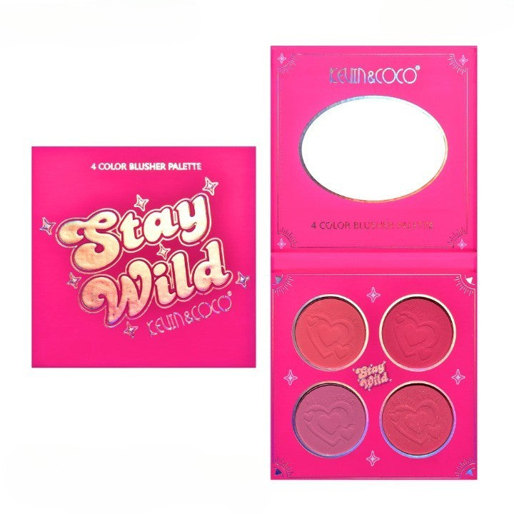 Paleta de Blush, KEVIN&amp;COCO, 4 Culori Stay Wild, 12.2 x 12.2 x 0.9 cm