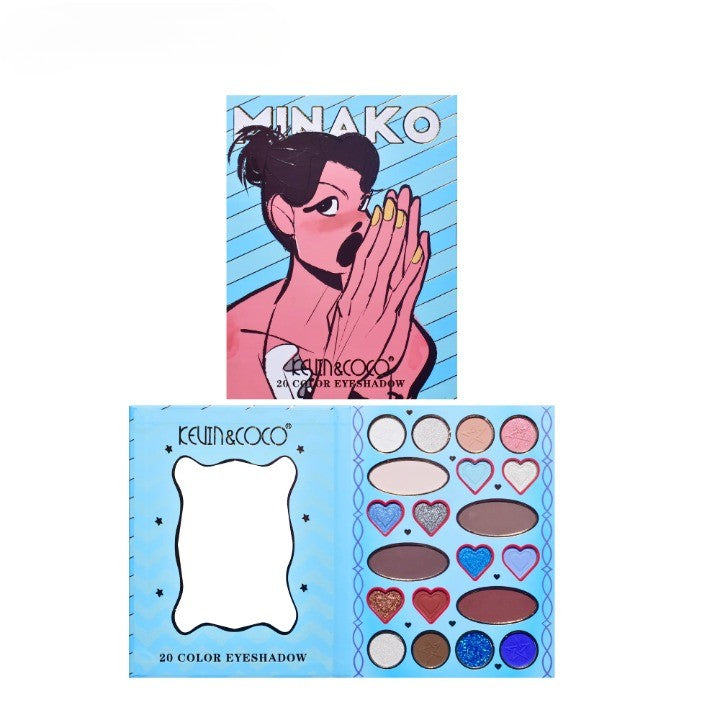 Paleta de Machiaj, KEVIN&amp;COCO, 20 Culori Blue Girl, Fard de Pleoape si Blush, Albastru