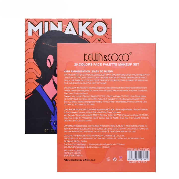 Paleta de Machiaj, KEVIN&amp;COCO, 20 Culori Orange Girl, Fard de Pleoape si Blush, Portocaliu