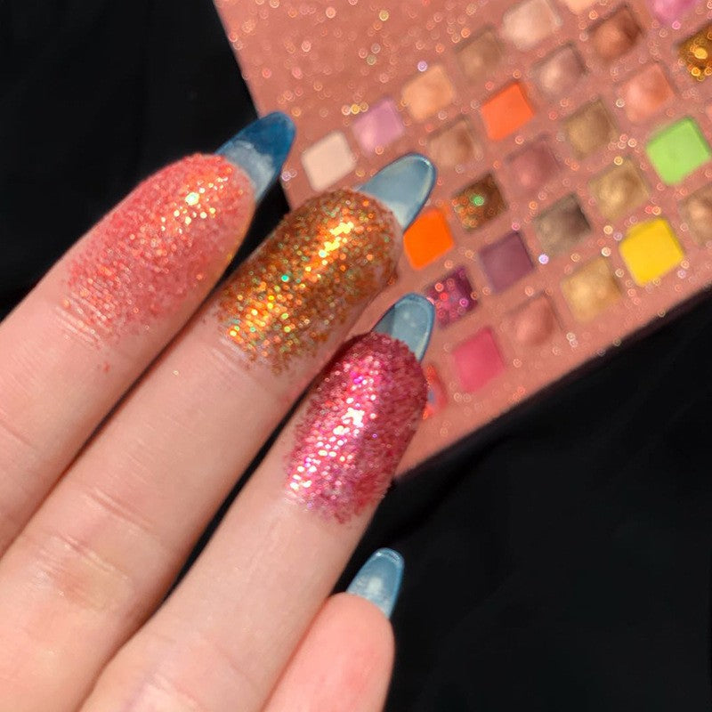 Paleta de farduri cu 40 de culori pigmentate, Roz cu sclipici,  Belvia