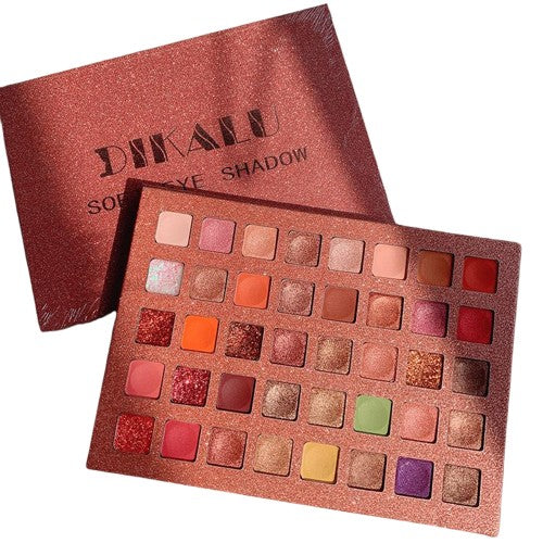 Paleta de farduri cu 40 de culori pigmentate, Roz cu sclipici,  Belvia