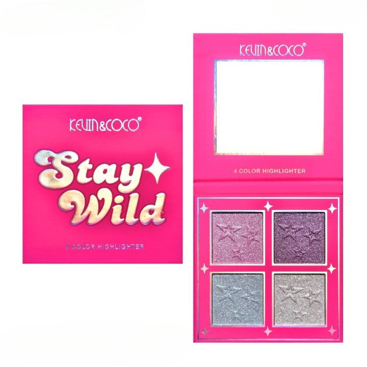 Paleta Iluminatoare, KEVIN&amp;COCO, 4 Culori Stay Wild, 12.2 x 12.2 x 0.9 cm