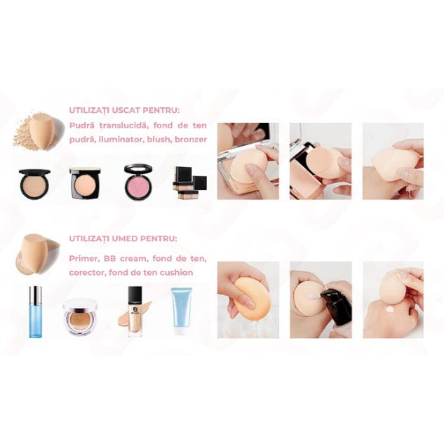 Set Buretei Machiaj, Belvia, Premium, roz, 3 bucati