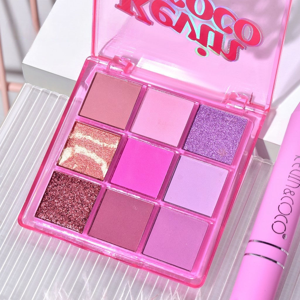 Set 3 Produse de Machiaj, KEVIN &amp; COCO, Pink Ice Star, 9 culori, 15.5 x 13 x 3.4 cm