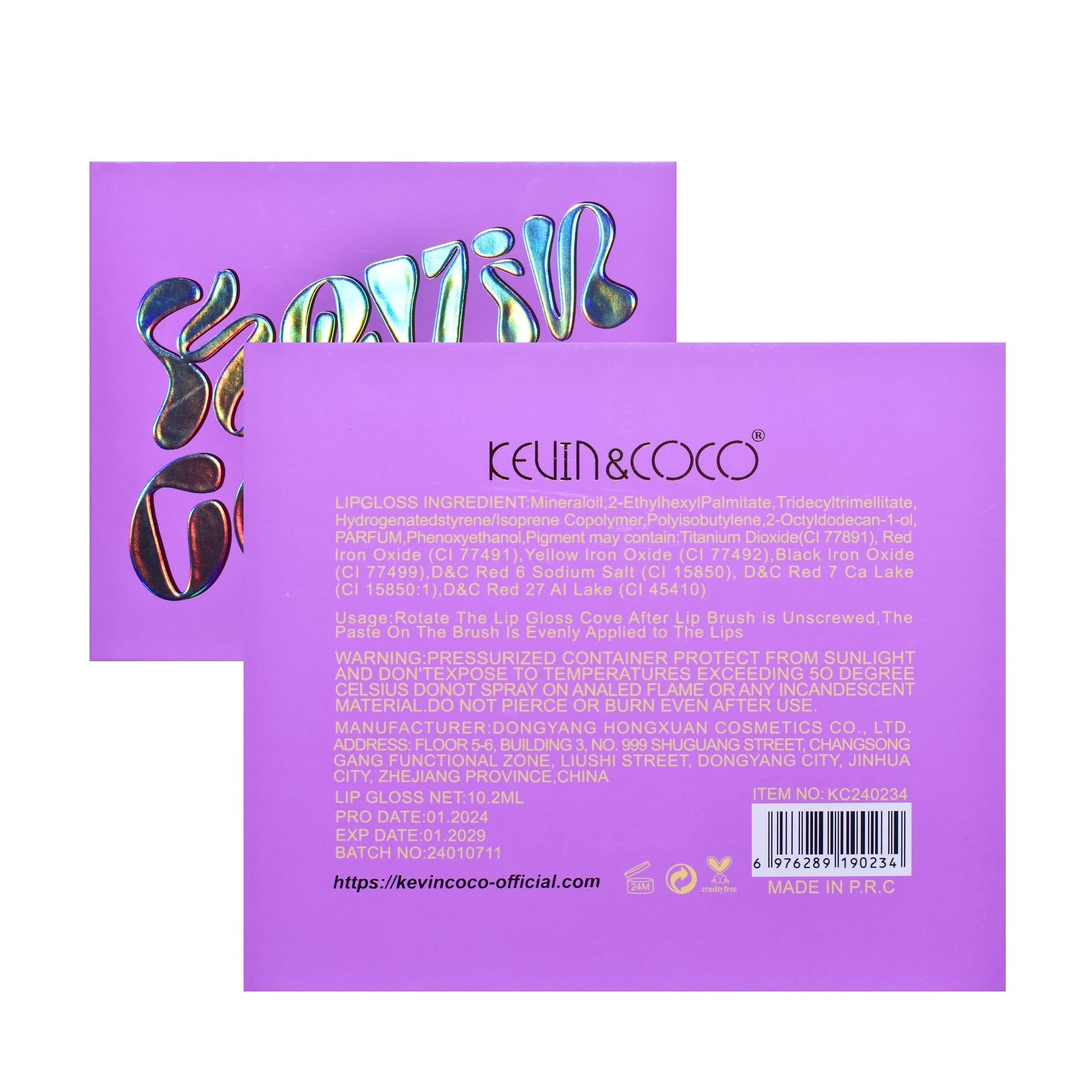 Set de Buze, KEVIN COCO, Violet Girl, 6 Lip Gloss-uri, 17 x 14.8 x 2.9 cm, Roz/Rosu/Mov