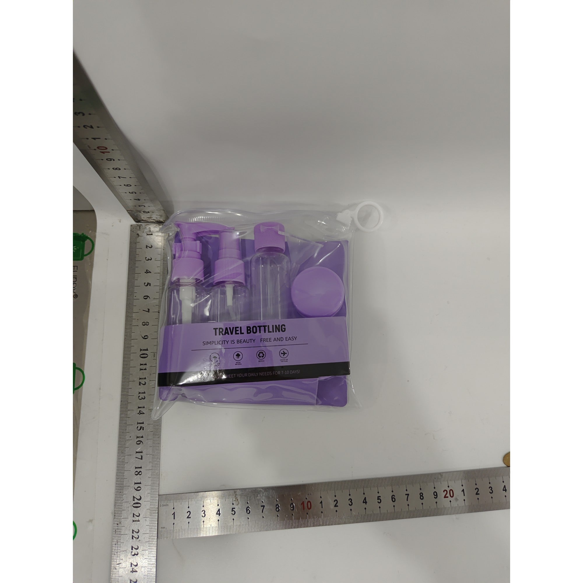 Set Recipiente pentru Cosmetice, Belvia, 5 Piese, cu Gentuta, pentru Calatorii, Reutilizabile, Mov, Material Plastic, 40 ml, 10g