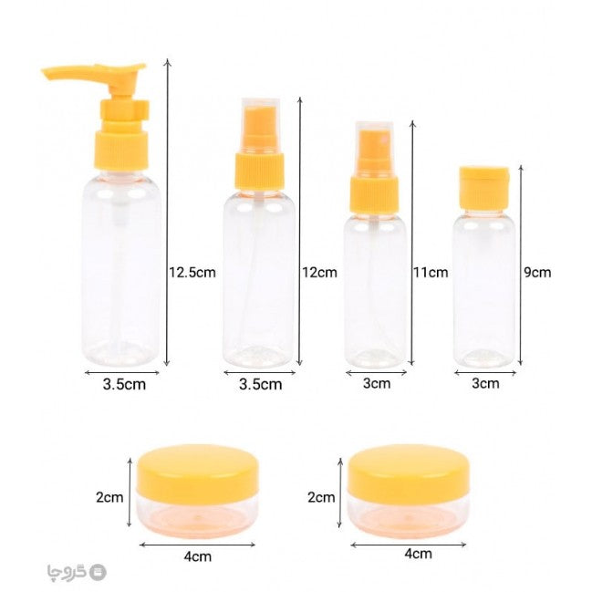 Set Recipiente pentru Cosmetice, Belvia, 5 Piese, cu Gentuta, pentru Calatorii, Reutilizabile, Portocaliu, Material Plastic, 40 ml, 10g