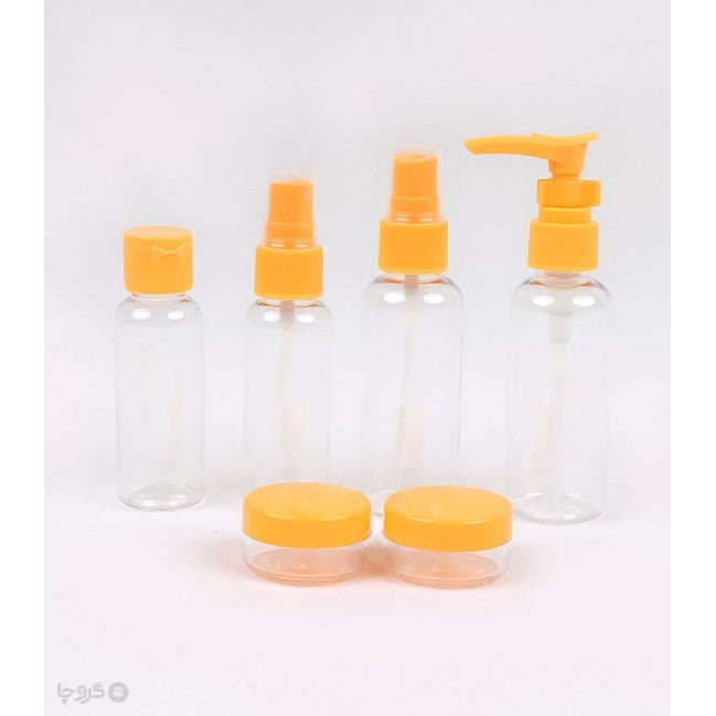 Set Recipiente pentru Cosmetice, Belvia, 5 Piese, cu Gentuta, pentru Calatorii, Reutilizabile, Portocaliu, Material Plastic, 40 ml, 10g