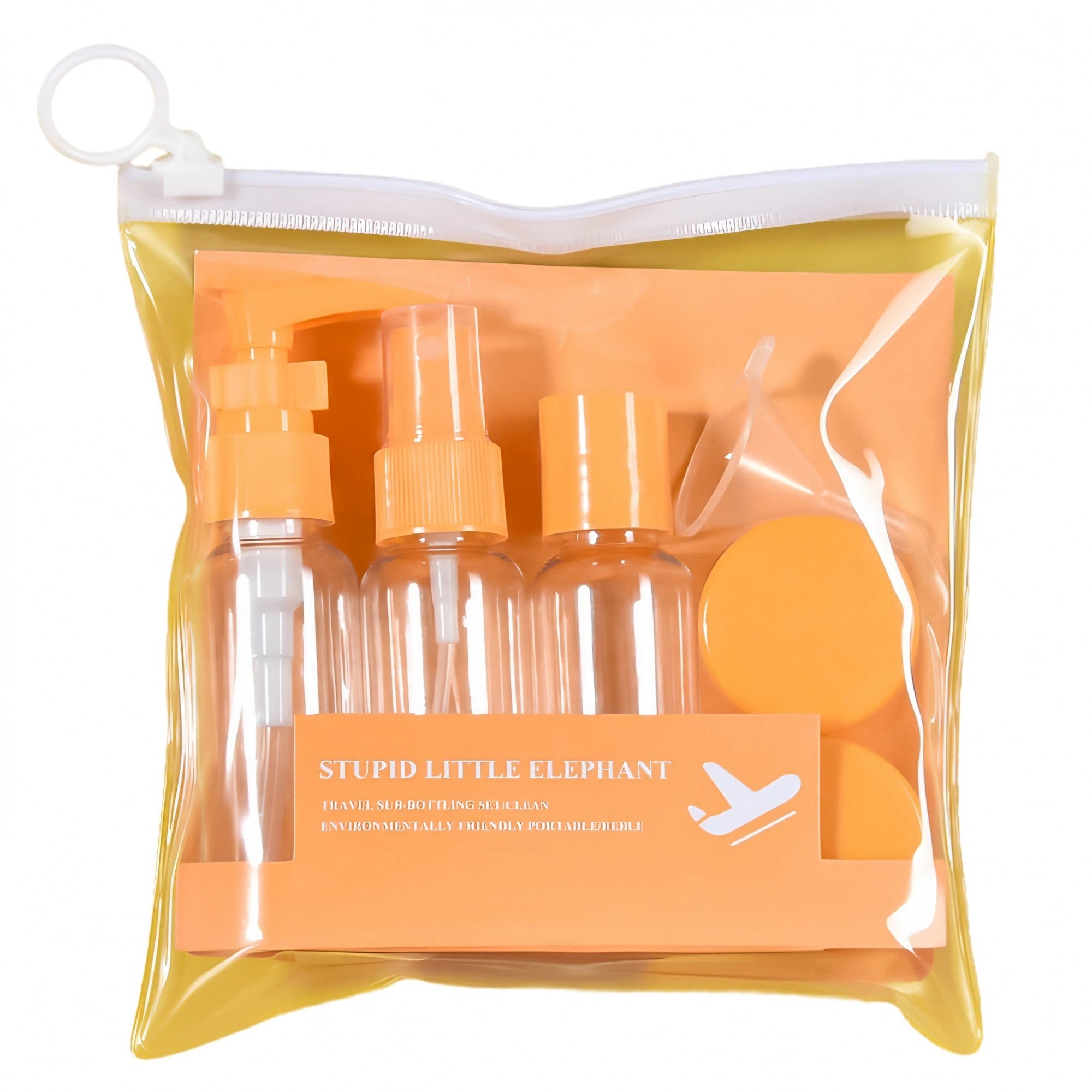 Set Recipiente pentru Cosmetice, Belvia, 5 Piese, cu Gentuta, pentru Calatorii, Reutilizabile, Portocaliu, Material Plastic, 40 ml, 10g