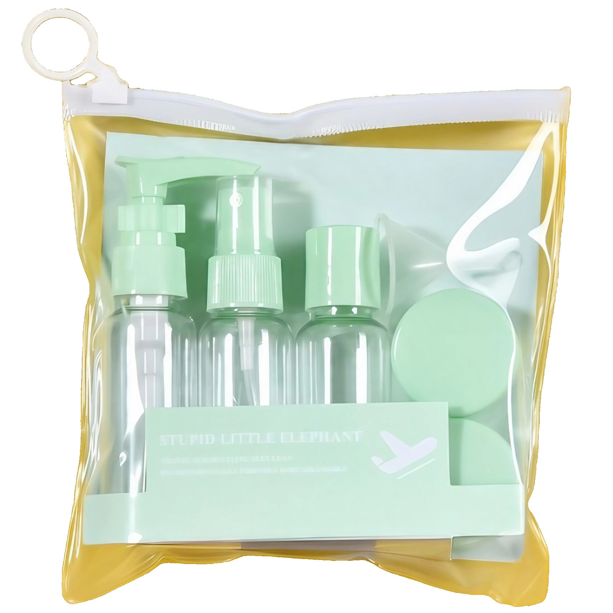 Set Recipiente pentru Cosmetice, Belvia, 5 Piese, cu Gentuta, pentru Calatorii, Reutilizabile, Verde, Material Plastic, 40 ml, 10g
