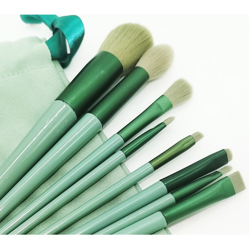 Set 13 pensule pentru machiaj, Belvia, super soft, makeup profesional/incepatori, verde