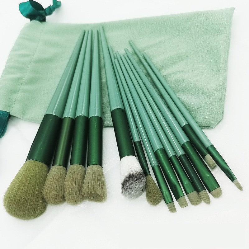 Set 13 pensule pentru machiaj, Belvia, super soft, makeup profesional/incepatori, verde